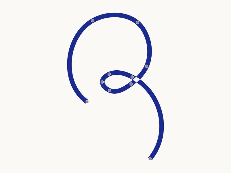 The fitted curve alone, in ink at one uniform weight, its control nodes marked along it