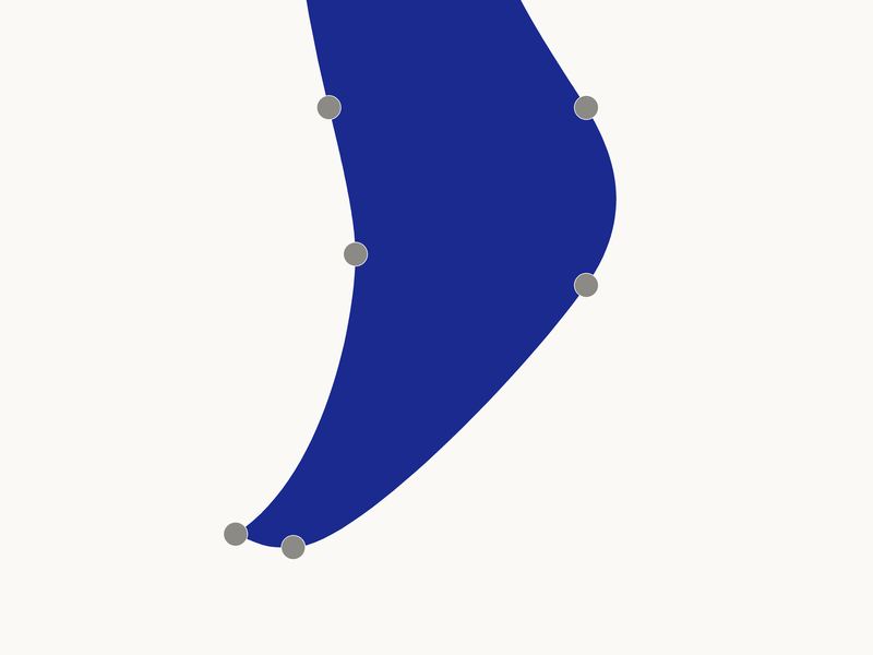The foot alone, at size — the terminal's outline with its control nodes marked